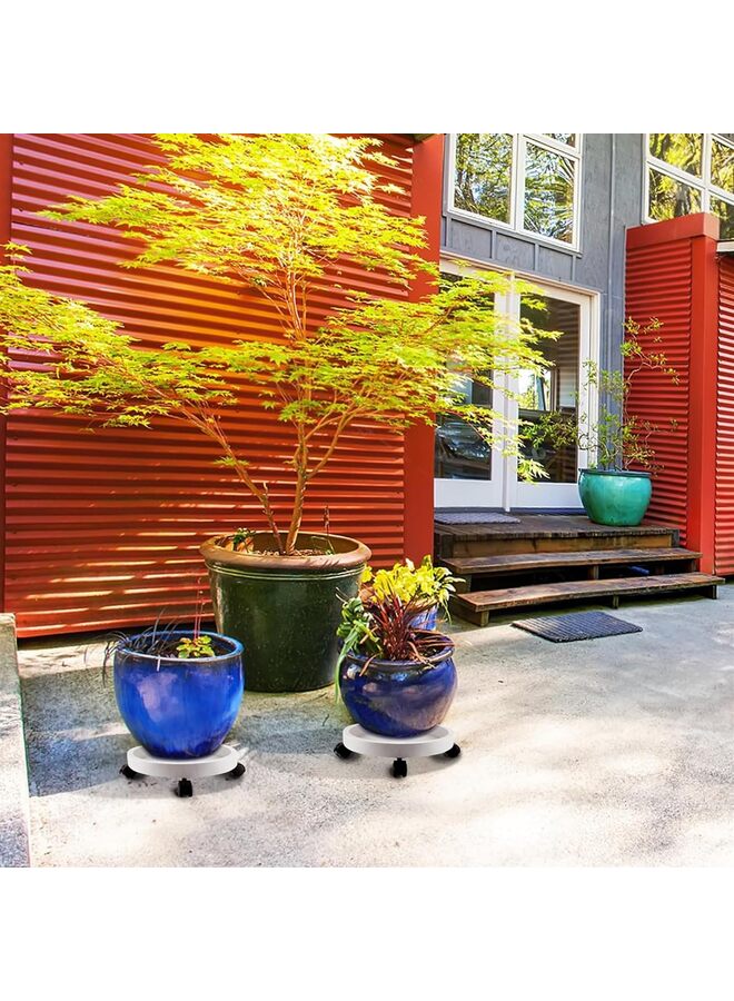 عربة نباتات مقاس 15 بوصة مزودة بعجلات، ناقلة نباتات متينة لنقل النباتات المزروعة في أصص داخلية وخارجية (أبيض) - Image 5